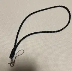 ネックストラップ レザー 牛革 フック付 ブラック 40