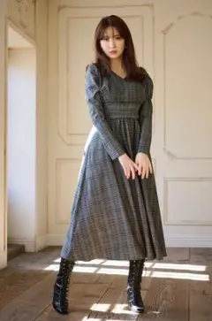 herlipto Galliera Plaid Long Dress