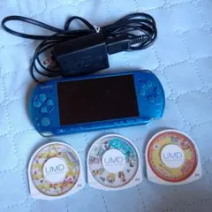 SONY PSP 本体 青 ゲーム3枚付き
