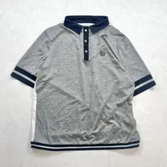 【美品】LANVIN SPORT ロゴ付きポロシャツ グレー ホワイト 42