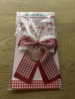 ハローキティ リボンチャーム 赤白チェック