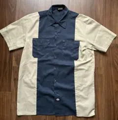 【Dickies】 ワークシャツ ネイビー ベージュ