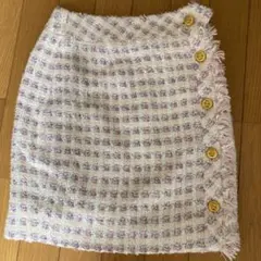 シャネル 超美品フリンジツィードスカート