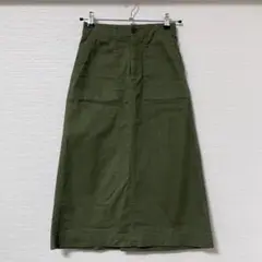 ユニクロ　ベイカースカート　S カーキ　緑　オリーブグリーン ミディ丈スカート