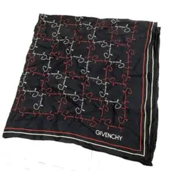 SH167 GIVENCHY スカーフ 総柄 ネイビー