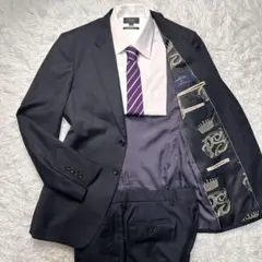 希少品 王冠柄 美品 ポールスミス ゼニア セットアップ 濃紺 総裏 光沢 L