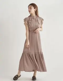 299 SNIDEL フリルノースリーブロングワンピース 0サイズ