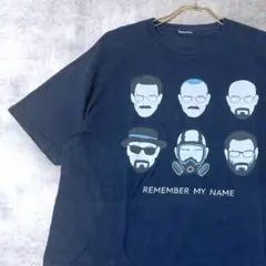 【一点物】海外古着 デザインプリントTシャツ ネイビー 半袖 輸入古着