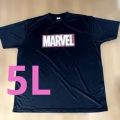5L 大きいサイズ　MARVEL ロゴプリント Tシャツ 黒