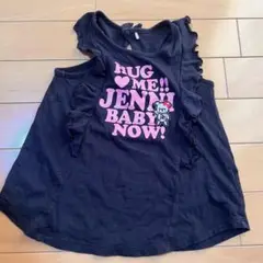 80 黒いフリル 付きワンピース JENNI キラキラ プリント くま リボン