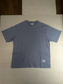 ライトブルー コットンTシャツ 2ポケット