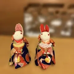 古布で作ったうさぎ　2体