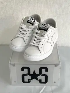 18.新品　2★STAR ツースターWHAITE-SILVERレザー スニーカー