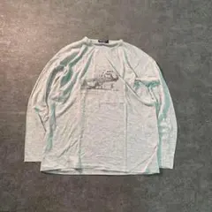 7BS2 90's プリント長袖Tシャツ　グレー　古着
