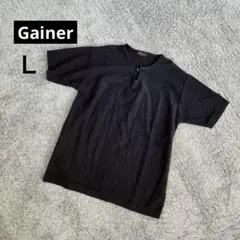 【ゲイナー】ネンリーネック　半袖Ｔシャツ・綿100％・カジュアル・濃紺【Ｌ】