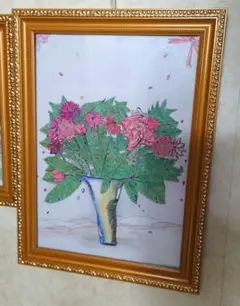 花束のイラスト 金色フレーム付き