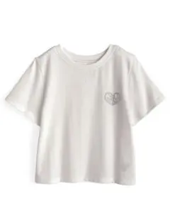ラインストーンロゴショート丈Tシャツ[pm693] オフホワイト