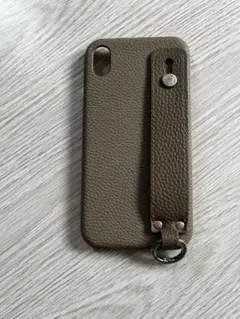 ブラウンレザー iPhoneXRケース ストラップ付き