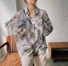 Link フェミニン pattern オーバーシアーシャツ
