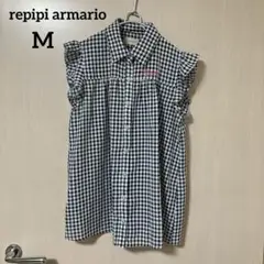 repipi armarioチェック柄シャツ M ノースリーブ 袖フリル
