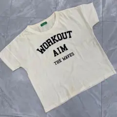 アースミュージック＆エコロジー Tシャツ クリーム色 英字ロゴ 半袖 ゆったり