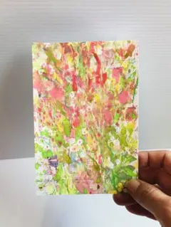 抽象画　コラージュ　アート　原画　ポストカードサイズ