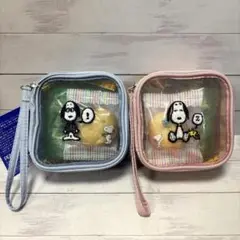 カルディ　スヌーピー メッシュポーチ　お菓子入り　ブルー　ピンク　2個セット