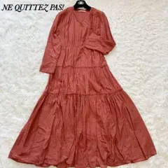 人気✨　ヌキテパ　ロングワンピース　長袖　コットン　ティアード　カシュクール