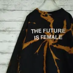 古着 ノーブランド スウェット THE FUTURE ブリーチ タイダイ 黒
