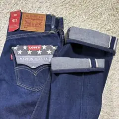 未使用タグ付　Levi’s 511 デニム W28 L32 USA製　赤耳