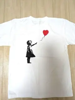 バンクシー バルーン少女 白LサイズTシャツ GMO