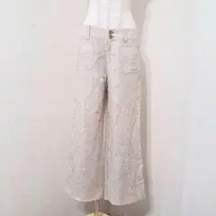 Lourdes　リネン麻テンセルストライプパンツ　ワイド（11）ベージュ