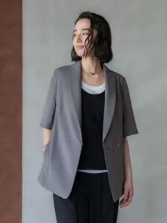 crewre　クルーレ　ショールハーフスリーブジャケット　グレー　サイズ2