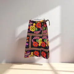 『古着コーデに必見♡』花柄ロングスカート 黒地 多色