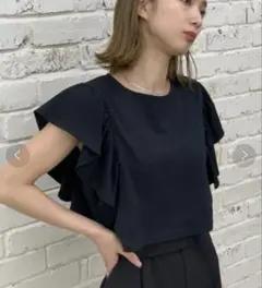 【CIAOPANIC】クロップドフリルデザインTシャツ/ショート丈