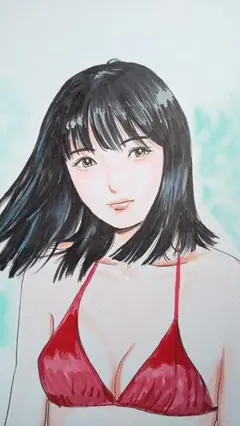 手描きイラスト 赤いビキニ