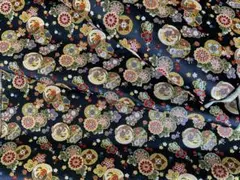 京都西陣織金襴紺地　西陣織金襴生地　金襴生地　紺地金襴