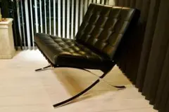 定価160万! 名作 良品 正規Knoll 黒 バルセロナ チェア　オットマン knoll(ノール) バルセロナチェア+オットマン(スツール) ミース