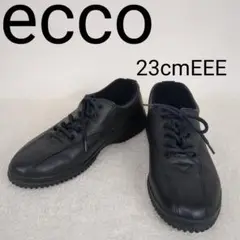 【美品】ecco エコー　コンフォートシューズ　レースアップ　黒　レザー　23