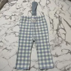 しまむら　micorrid リブ　サスペンダー付きフレアパンツ