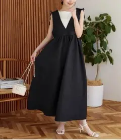 ワンピース　ジャンスカ　黒　オールインワン　楽天　神戸レタス