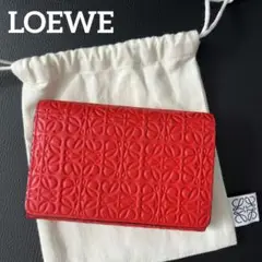 【美品】LOEWE 二つ折り財布 リピート アナグラム レザー コンパクト ロゴ