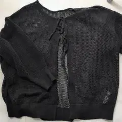 ブラックメッシュカーディガン 鍵編みカーディガン