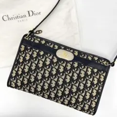 美品 Christian Dior トロッター ショルダーバッグ CD金具 紺色