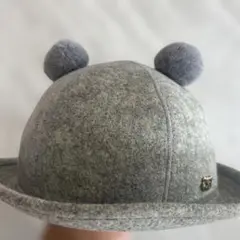グレー ポンポン付き帽子 サイズ50cm