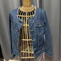 ダークブルー デニムジャケット フリンジ付き