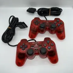 SONY PlayStation 2 コントローラー クリアレッド 2個セット
