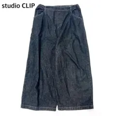 【美品】スタディオクリップ　デニムワイドパンツ　ブラックデニム