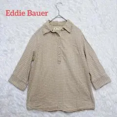 エディバウアー / チェック柄シャツ　七分袖ブラウス　カットソー　カジュアル　S