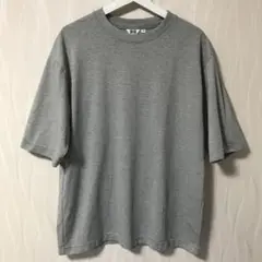 【美品】ユニクロ エアリズムコットンオーバーサイズTシャツ 5分袖 グレー